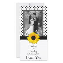 Schwarz-weiße Polka Dot Sonnenblumenhochzeit