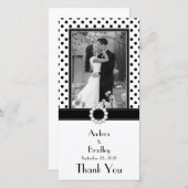 Schwarz-weiße Polka Dot Wedding Foto Fotokarte Dankeskarte (Vorne/Hinten)