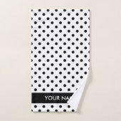 Schwarz-weiße Polka dotiert personalisiertes Badet Badhandtuch Set (Handtuch)