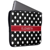 Schwarz-weiße Polka Dots #2 Cranberry Name Monogra Laptopschutzhülle (Vorne Rechts)