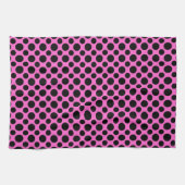 Schwarz-weiße Polka Dots auf rosa Küchentuch (Horizontal)
