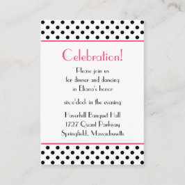 Schwarz-weiße Polka Dots Bat Mitzvah Empfang Card Begleitkarte