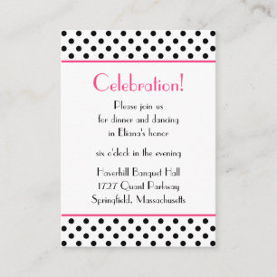 Schwarz-weiße Polka Dots Bat Mitzvah Empfang Card Begleitkarte