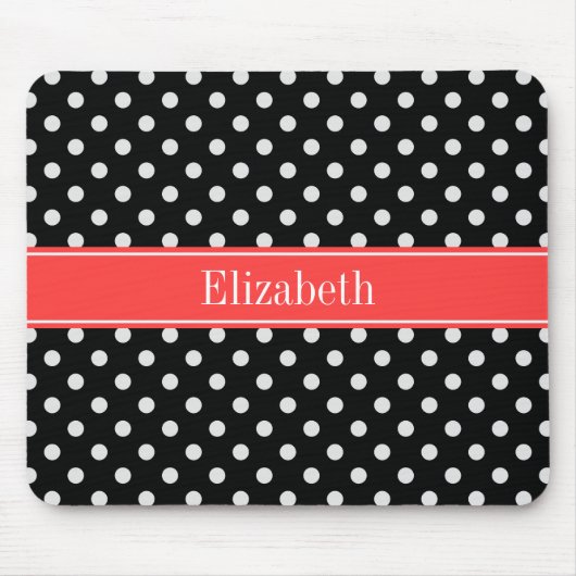 Schwarz-weiße Polka Dots Cornflasenmonogramm Mousepad (Vorne)