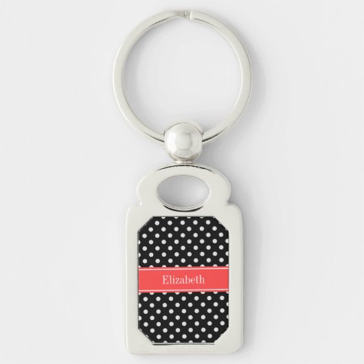 Schwarz-weiße Polka Dots Cornflasenmonogramm Schlüsselanhänger (Vorderseite)