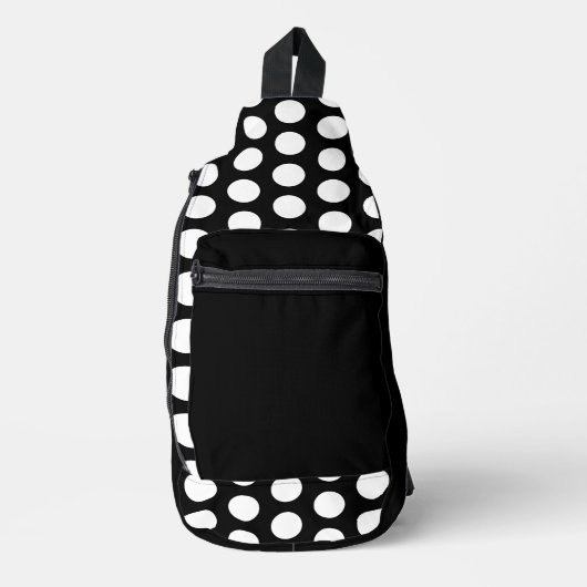 Schwarz-weiße Polka-Dots Crossbody Bag (Vorderseite)