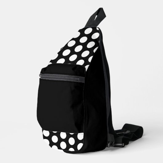 Schwarz-weiße Polka-Dots Crossbody Bag (Rechte Ecke)