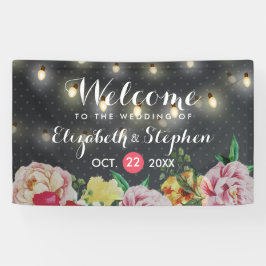 Schwarz-weiße Polka Dots Floral String Light Weddi Banner