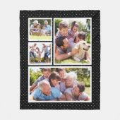 Schwarz-weiße Polka Dots FotoCollage Fleecedecke (Vorderseite)