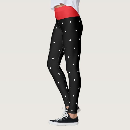 Schwarz-weiße Polka Dots Leggings (Links)
