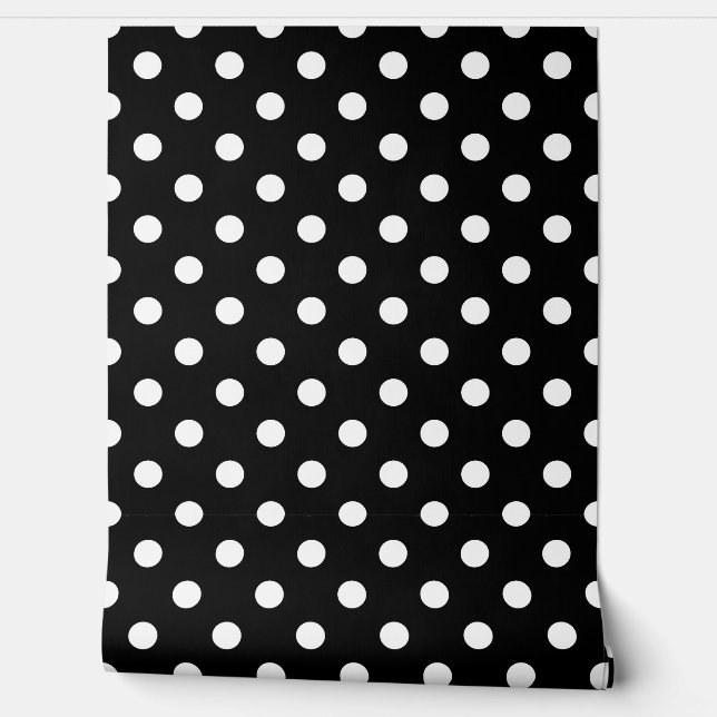 Schwarz-weiße Polka Dots Muster Wanddekoration Tapete (Abrollen)