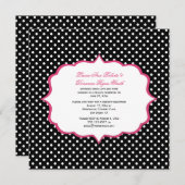 Schwarz-weiße Polka Dots Rosa Rahmen Empfang nur Einladung (Vorne/Hinten)