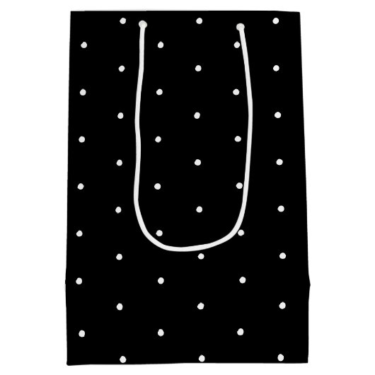 Schwarz-weiße Polka-Dotter-Mustergeschenk Mittlere Geschenktüte (Rückseite)