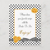 Schwarz-weiße Polka Punkt Rose Rezept Karte Postka (Vorderseite)