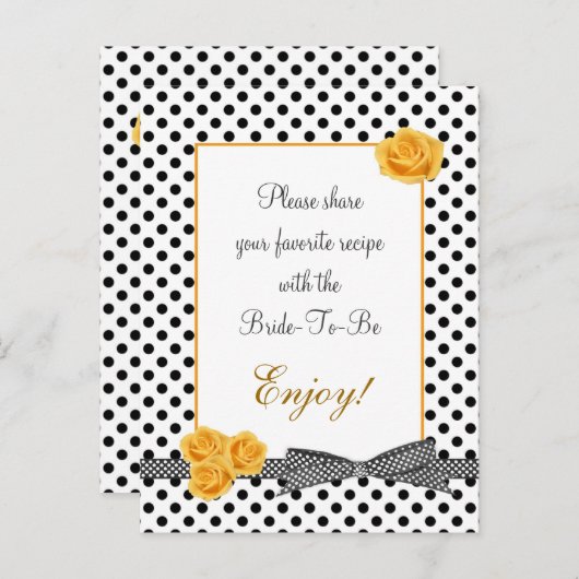 Schwarz-weiße Polka Punkt Rose Rezept Karte Postka (Vorne/Hinten)