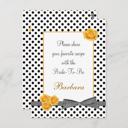Schwarz-weiße Polka Punkt Rose Rezept Karte Postka