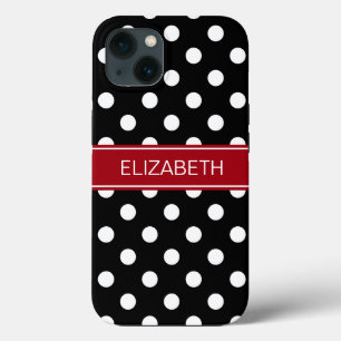 Schwarz Weiße Polka Punkte #2 Cranberry Name Monog iPhone Hülle
