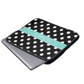 Schwarz-weiße Polka-Punkte #2 Türkisname Monogramm Laptopschutzhülle (Vorne Knopf)