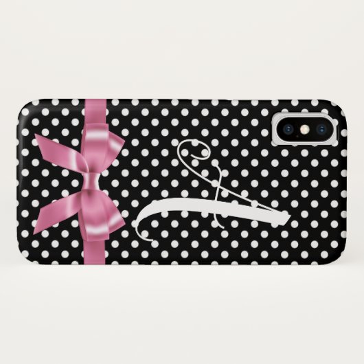 Schwarz-weiße Polka-Punkte bugen das Alphabet pers Case-Mate iPhone Hülle (Rückseite (Horizontal))