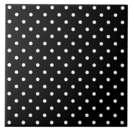 Schwarz-weiße Polka-Punkte Fliese