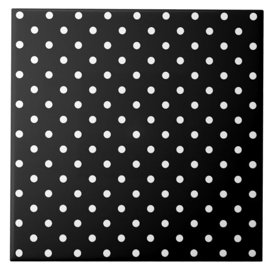 Schwarz-weiße Polka-Punkte Fliese (Vorderseite)