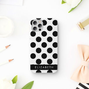 Schwarz-weiße Polka-Punkte, Gepunktet, Ihr Name iPhone 16 Hülle