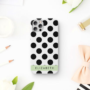 Schwarz-weiße Polka-Punkte, Gepunktet, Ihr Name iPhone 16 Hülle
