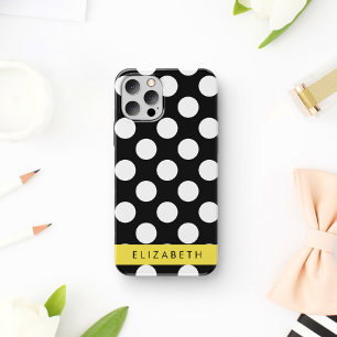 Schwarz-weiße Polka-Punkte, Gepunktet, Ihr Name iPhone 16 Hülle