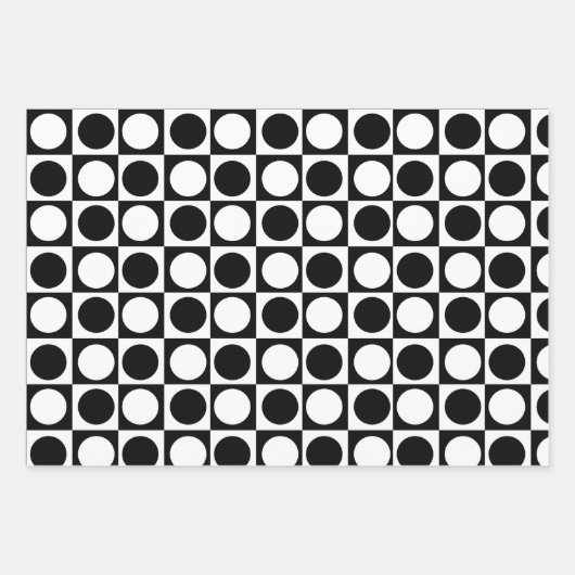 Schwarz-weiße Polka-Punkte Geschenkpapier Set (Vorderseite 3)