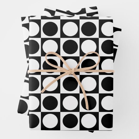 Schwarz-weiße Polka-Punkte Geschenkpapier Set (Beispiel)