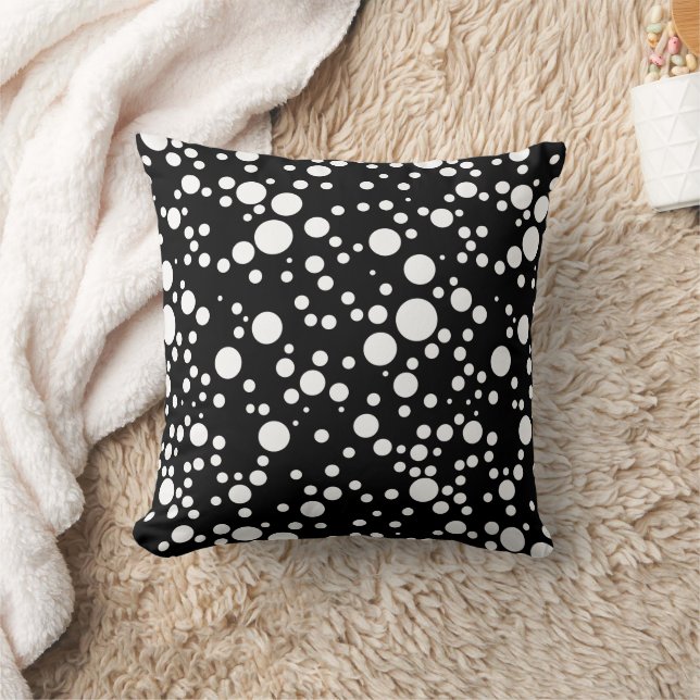 Schwarz-weiße Polka-Punkte Kissen (Decke)