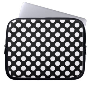 Schwarz-weiße Polka-Punkte - Laptop-Hülse Laptopschutzhülle