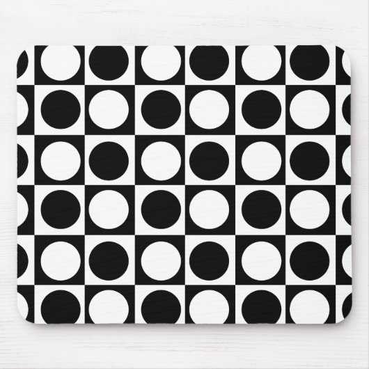Schwarz-weiße Polka-Punkte Mousepad (Vorne)
