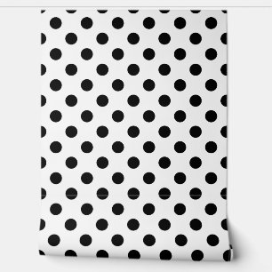 Schwarz-weiße Polka-Punkte Tapete