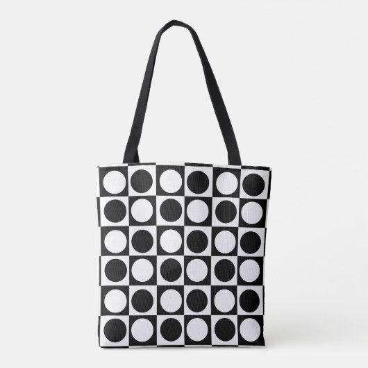 Schwarz-weiße Polka-Punkte Tasche (Rückseite)