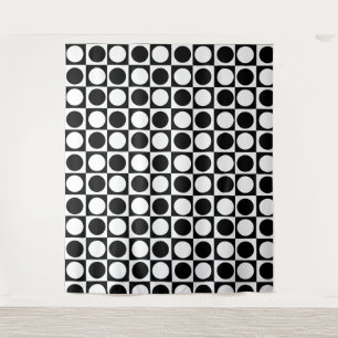 Schwarz-weiße Polka-Punkte Wandteppich