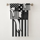 Schwarz-weiße Polkdaot Streifen Badezimmer Handtuc Badhandtuch Set (Insitu)