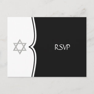 Schwarz-weiße Postkarte mit Davidstern und RSVP