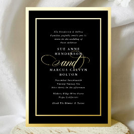 Schwarz-weiße Premium Calligrafy Gold Frame Weddin Folieneinladung