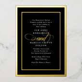 Schwarz-weiße Premium Calligrafy Gold Frame Weddin Folieneinladung (Vorderseite)