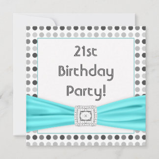 Schwarz-weiße Punkte Aquamarin Diamond 21. Geburts Einladung