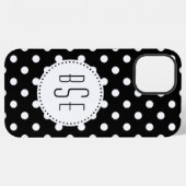 Schwarz-weiße Punkte mit Monogramm iPhone Hülle (Rückseite (Horizontal))