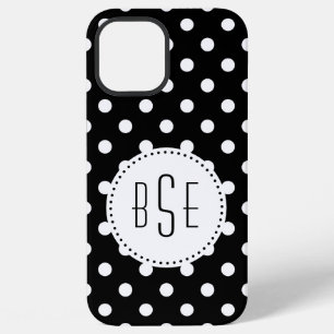 Schwarz-weiße Punkte mit Monogramm iPhone 12 Pro Max Hülle