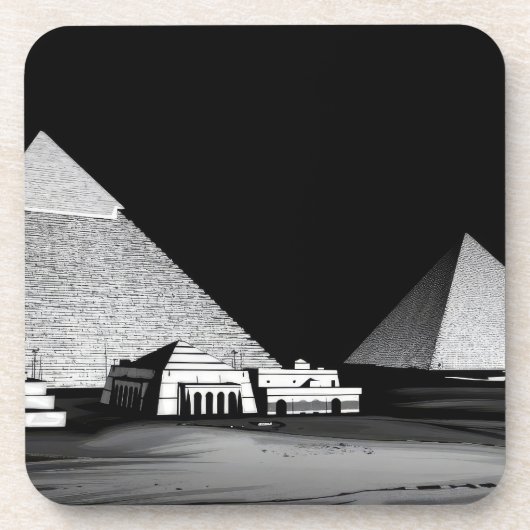 Schwarz-weiße Pyramiden Getränkeuntersetzer (Vorderseite)
