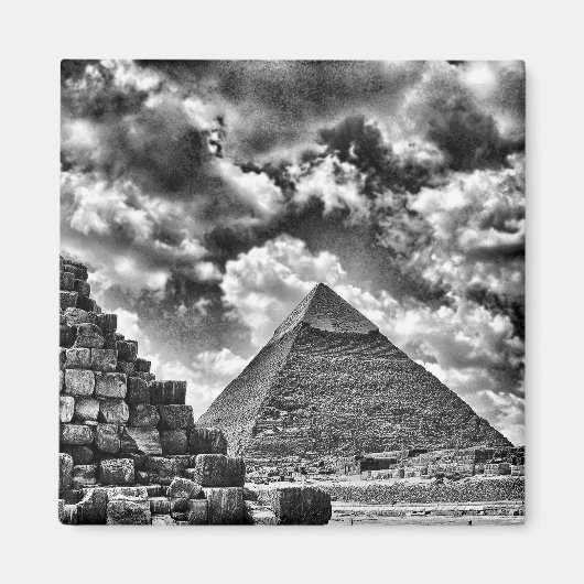 Schwarz-weiße Pyramiden Magnet (Vorne)
