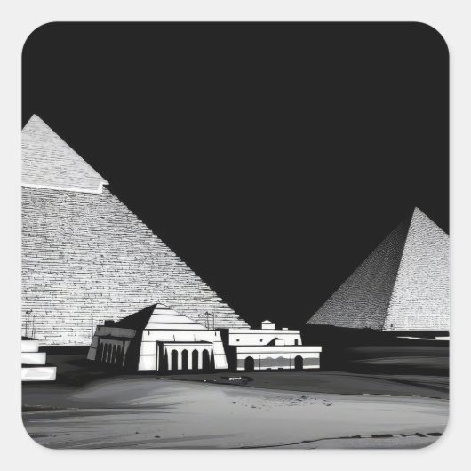 Schwarz-weiße Pyramiden Quadratischer Aufkleber (Vorderseite)