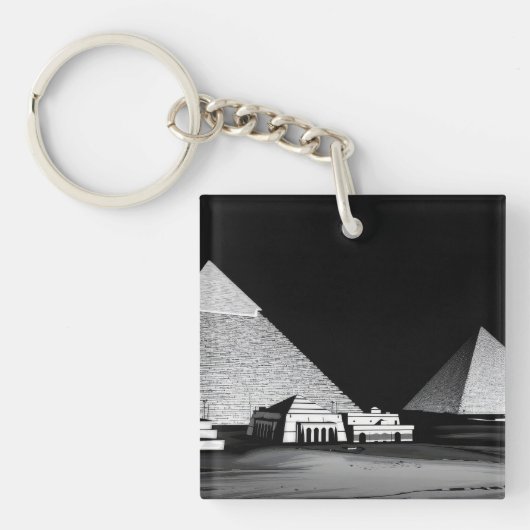 Schwarz-Weiße Pyramiden Schlüsselanhänger (Vorderseite)