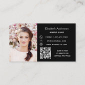 Schwarz-weiße QR-Code-Foto-Treuekarte Visitenkarte (Rückseite)