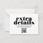 Schwarz-weiße QR-CODE-UAWG Wedding-Website Mitteilungskarte (Rückseite)