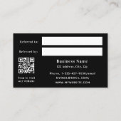 Schwarz-weiße Qr-Code-Visitenkarte Rabattkarte (Rückseite)